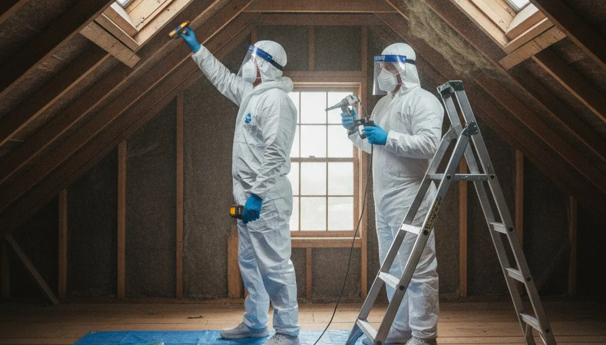 Mold inspection technician checking moisture in a Little Rock, AR home after water damage